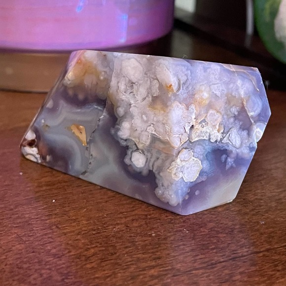 Black flower agate freeform